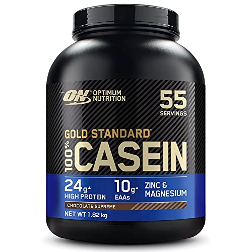 Optimum Nutrition Gold Standard Casein, Proteinas de Caseina en Polvo con BCAA Aminoacidos Esenciales, Zinc y Magnesio en Polvo, Chocolate, 55 Porciones, 1,82 kg, Embalaje Puede Variar