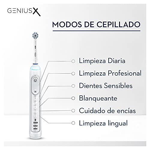 Oral-B Genius X Cepillo de Dientes Eléctrico con Mango Recargable con Inteligencia Artificial y 1 Cabezal de Recambio, Blanco