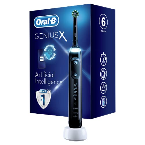 Oral-B Genius X Cepillo de Dientes Eléctrico con Mango Recargable con Inteligencia Artificial y 1 Cabezal de Recambio, Negro