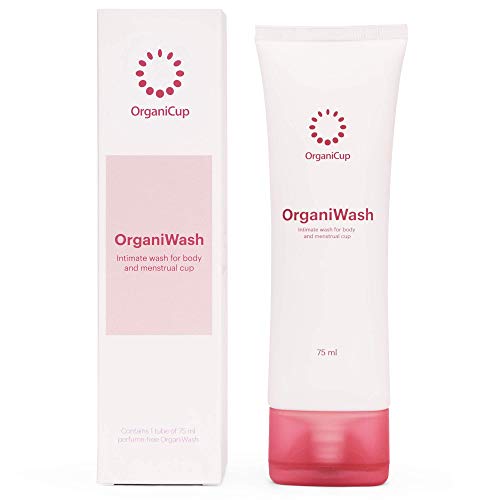 OrganiWash (75ml) - Limpiador suave para el cuerpo y la copa menstrual - Jabón íntimo orgánico - Sin perfume - Vegano certificado - Certificado para personas con alergia - Fabricado en Dinamarca