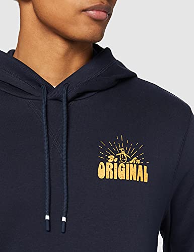 Original Penguin Retro Logo Hoodie Sudadera con Capucha, Zafiro Oscuro, L para Hombre