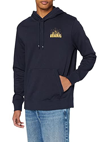 Original Penguin Retro Logo Hoodie Sudadera con Capucha, Zafiro Oscuro, L para Hombre