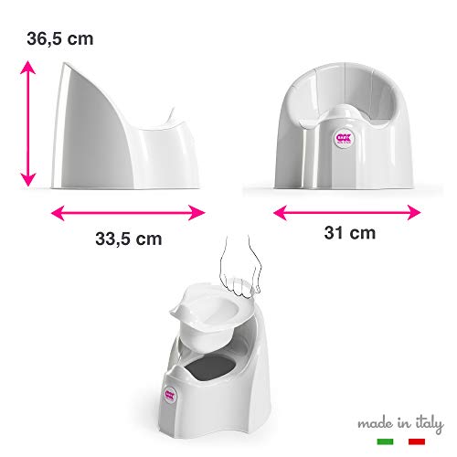 Orinal OKBABY Pasha - Fabricado con materiales no tóxicos -Diseño ergonómico y aerodinámico - Recipiente interior extraíble con asa - Orinal esencial para el aprendizaje de los niños pequeños - Blanco