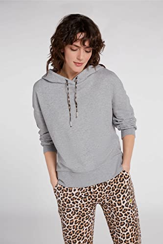 Oui Sudadera con capucha para mujer x Smiley®, corte informal, para el tiempo libre, gris, 38