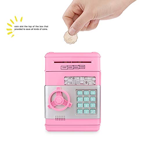 OurLeeme Hucha Electronica, Contraseña Money Bank para Cash Coin ATM Mini Coin Banks Mejores Regalos para niños (Rosado)