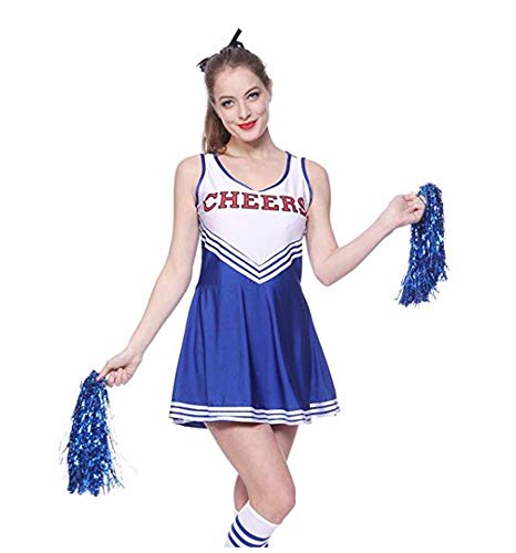 Ovender Cheerleader Traje de Dormir Cosplay Ropa de Salón Pijamas Adulto Animal para Niños Niñas Anime Fiesta Comodidad Suave (XL, Azul)