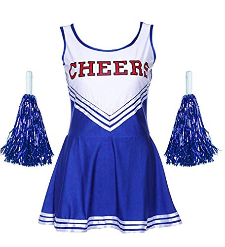 Ovender Cheerleader Traje de Dormir Cosplay Ropa de Salón Pijamas Adulto Animal para Niños Niñas Anime Fiesta Comodidad Suave (XL, Azul)