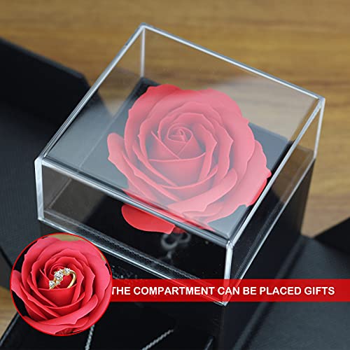 Ozrpn Juego de Rosas Eternas,Rosas de Amor,Caja de Regalo de Collar de Te Amo,Regalo de Cumpleaños Perfecto,Regalo Romántico para el Día de San Valentín,Cumpleaños,Día de la Madre,Aniversario,Navidad