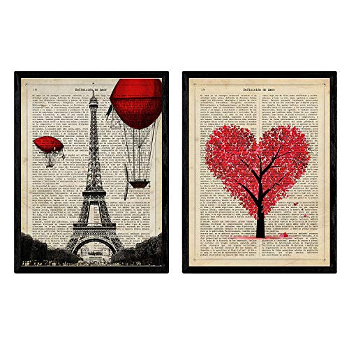 Pack de láminas para enmarcar París Je T'Aime. Posters Estilo romantico. Decoración de hogar. Láminas para enmarcar. Papel 250 Gramos Alta Calidad