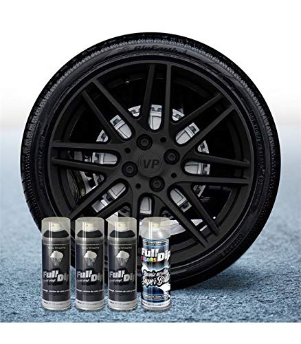 Pack Llantas Vinilo LIQUIDO Full Dip 3 Sprays Negro Brillo