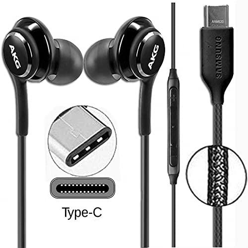 Pack【2】 Auriculares con Cable AKG, Micrófono y Manos Libres. Conector Tipo C. Compatible con Samsung Galaxy S21 Ultra, Galaxy S20 FE, Galaxy S10, S9 Plus, S10e, Note 10