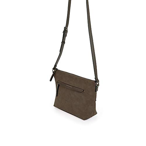 PACO MARTINEZ | Bolso bandolera antelina para mujer | Asa regulable | 23x30x11 | Verde Caza