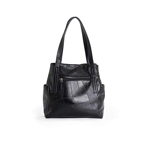 PACO MARTINEZ | Bolso Shoulder Efecto Patchwork Color Negro | 33x32,5x11,5 | Grande