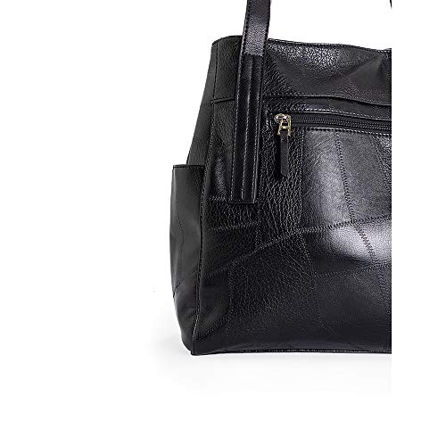 PACO MARTINEZ | Bolso Shoulder Efecto Patchwork Color Negro | 33x32,5x11,5 | Grande