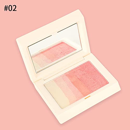 Paleta de resaltador de rubor de maquillaje, polvo horneado cara colorete rosa/naranja, mezclas de larga duración fácilmente maquillar paleta de contorno