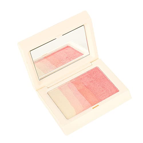 Paleta de resaltador de rubor de maquillaje, polvo horneado cara colorete rosa/naranja, mezclas de larga duración fácilmente maquillar paleta de contorno