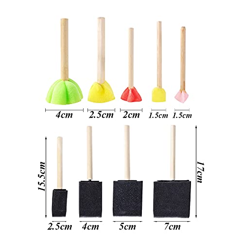 Pamtns Pincel Eespuma 18 Piezas Esponja para Pintar Brocha de Esponja para Pintar Set Pincel Espuma Mango de Madera Pincel de Espuma Herramienta de Pintura Esponja con Mangos de Madera