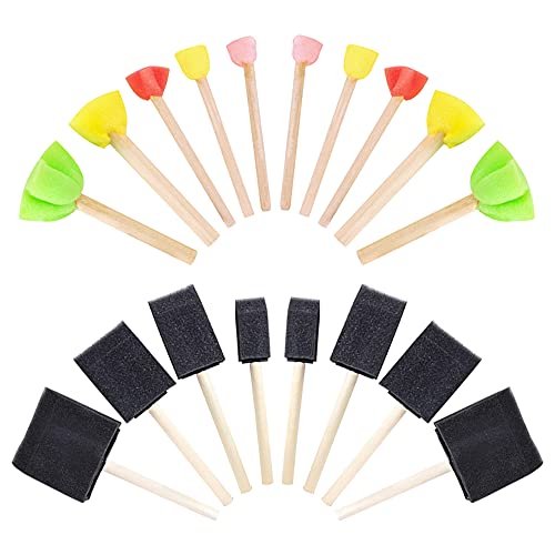 Pamtns Pincel Eespuma 18 Piezas Esponja para Pintar Brocha de Esponja para Pintar Set Pincel Espuma Mango de Madera Pincel de Espuma Herramienta de Pintura Esponja con Mangos de Madera