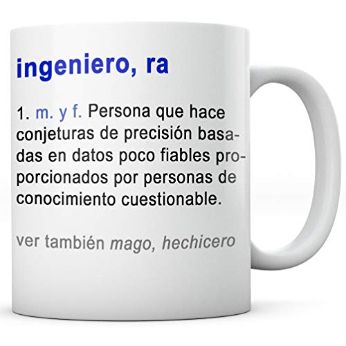 PANISCUS Taza para Regalar Diccionario Definición Ingeniero Ingeniera Regalo Divertido Broma Humor Sarcasmo Desayuno Café