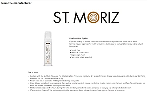 Paquete de 2 mousse de bronceado falso St Moriz instantáneo, tamaño medio y oscuro, 200 ml