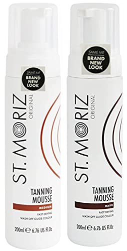 Paquete de 2 mousse de bronceado falso St Moriz instantáneo, tamaño medio y oscuro, 200 ml