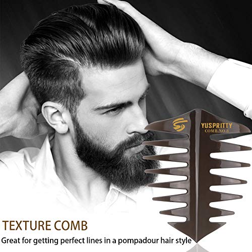 Paquete de 5 peines de peluquería Pompadour para hombre de Noverlife, peine profesional con textura de dientes anchos para peinado con espalda lisa