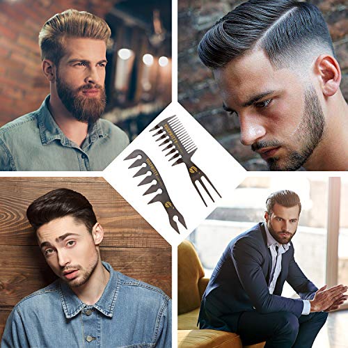 Paquete de 5 peines de peluquería Pompadour para hombre de Noverlife, peine profesional con textura de dientes anchos para peinado con espalda lisa