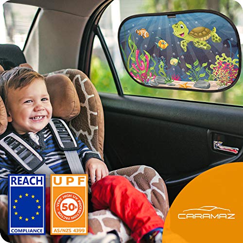 Parasol Coche con protección UV certificada Extra Oscura - Autoadhesivo, para Proteger del Sol a bebés y Mascotas, 2 parasoles para bebé de 51x31 cm