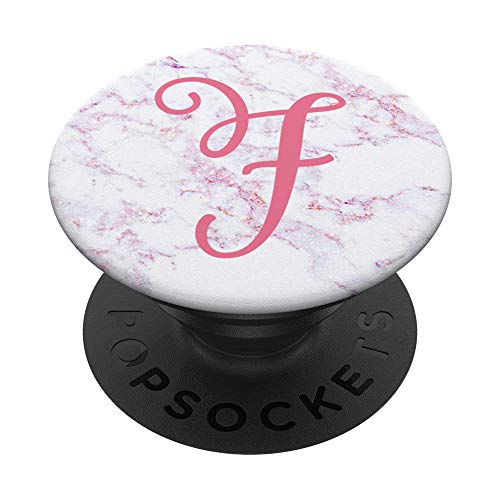 Patrón de monograma de letra F rosa regalo de nombre de niña linda para mujer PopSockets PopGrip Intercambiable