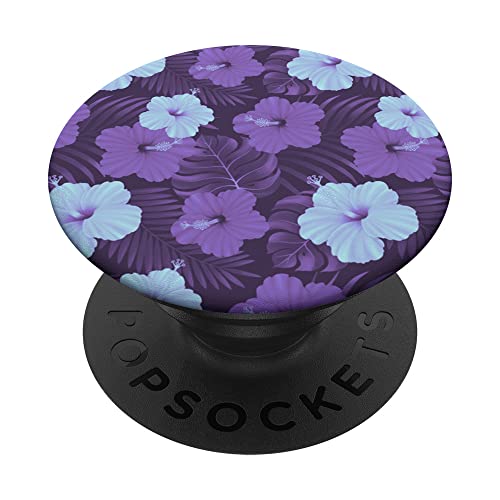 Patrón floral de hibisco púrpura hawaiano de moda PopSockets PopGrip Intercambiable