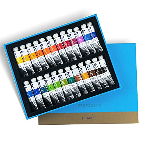 Paul Rubens 24 Colores Acuarela Pinturas Tubo, Conjunto de Grado de Estudiantes de Acuarela Caroline, 24 Colores x 5 ml, Ideal para niños, Principiantes y Aficionados, Artista, Regalo