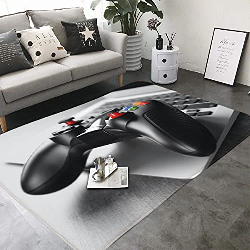 PEIHUODAN 3D Alfombras De Habitacion Gamer Videojuegos Juvenil Chico Infantiles Niño Colores Gaming Grande Pequeñas Alfombras Salon Baño Modernas Pelo Corto Lavables Vinilicas Negro Gris (120x160 cm)