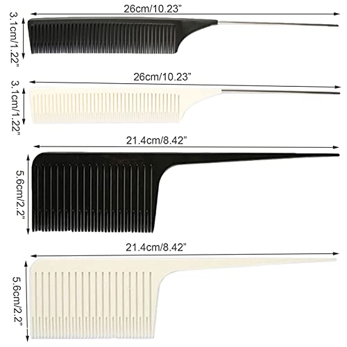 Peine de Fibra de Carbono Peines de Resistentes al Calor Peine Peluquería Peines de Dientes Finos Peine de Salón Antiestático Peine con Mango de Aguja Peines de Cola de Rata para Mujeres y Hombres