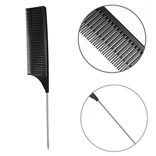 Peines de Fibra de Salón Peines de Separación de Pelo Peines de Cola de Pin Peine de Corte de Carbono Peine de Diente Fino Herramientas de Belleza de Peinado para Mujeres Hombres Negro Blanco 2 Piezas