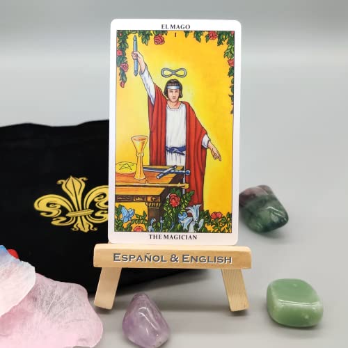 Pelucton Cartas del Tarot en Español para Principiantes, Edición en Español e Inglés de la Baraja de Tarot Clásica de 78 Cartas con Libro Guía y Bolsa de Terciopelo.