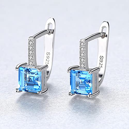 Pendientes De Botón De Piedras Preciosas De Topacio Azul Cielo para Mujer, Plata De Ley 925 Sólida, Joyería Al por Mayor De Moda, Regalo De Boda