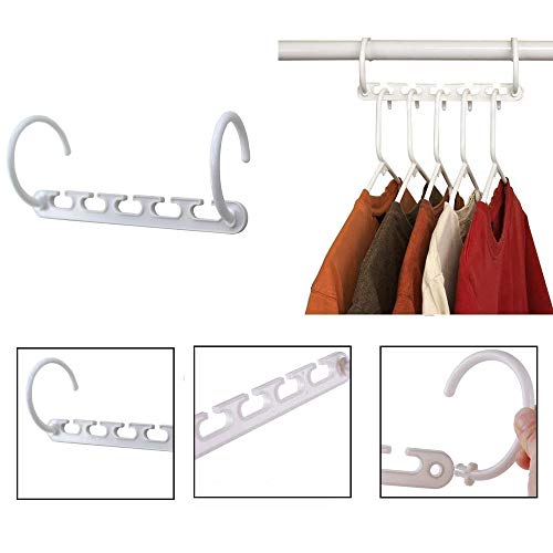 Perchas Ropa Organizador,8 Piezas Perchas Que Ahorran Espacio,Perchas Giratorias Antideslizantes,Percha de Plastico,Perchas Ropa Plegable,para Guardarropa,Organizar Almacenamiento(Blanco)