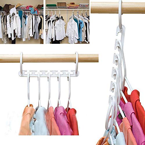 Perchas Ropa Organizador,8 Piezas Perchas Que Ahorran Espacio,Perchas Giratorias Antideslizantes,Percha de Plastico,Perchas Ropa Plegable,para Guardarropa,Organizar Almacenamiento(Blanco)