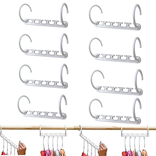 Perchas Ropa Organizador,8 Piezas Perchas Que Ahorran Espacio,Perchas Giratorias Antideslizantes,Percha de Plastico,Perchas Ropa Plegable,para Guardarropa,Organizar Almacenamiento(Blanco)