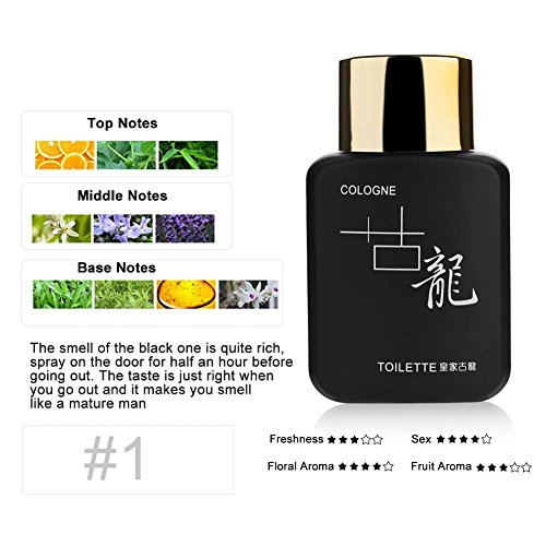 Perfume clásico de Colonia para hombres, refrescante fragancia, duradero, maduro, caballeros tentador, atractivo, perfume, 50 ml(Black)