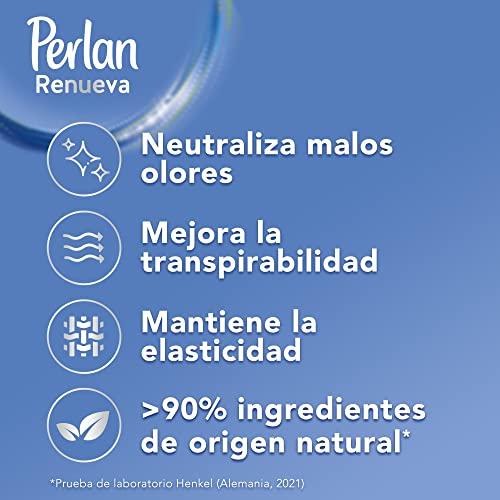 Perlan Renueva Detergente para Ropa de Deporte (pack de 4, total: 100 lavados), Detergente Líquido para Ropa de Deporte, Detergente Especial para Ropa de Deporte que neutraliza los malos olores