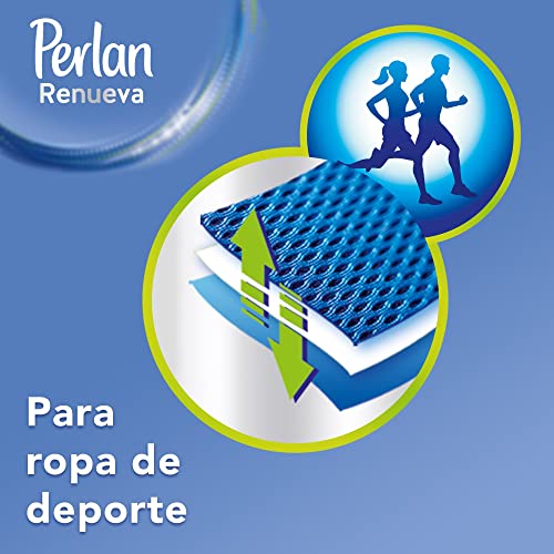 Perlan Renueva Detergente para Ropa de Deporte (pack de 4, total: 100 lavados), Detergente Líquido para Ropa de Deporte, Detergente Especial para Ropa de Deporte que neutraliza los malos olores