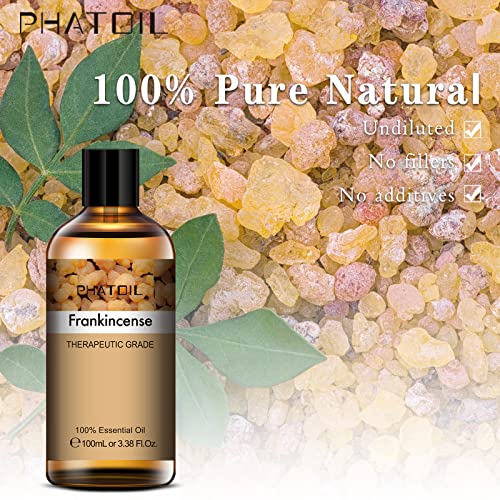 PHATOIL Aceites Esenciale de Incienso 100 ml, 100% Naturales Puros, Aceite Esencial de Aromaterapia de Grado Terapéutico, Aceite Esenciales para Humidificador, Difusor, Regalos Perfectos