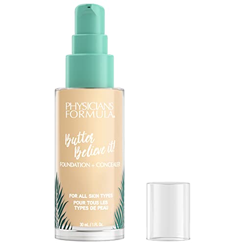 Physicians Formula, Murumuru Butter Believe It! Foundation + Concealer, Base Cremosa de Maquillaje y Corrector para un Brillo Radiante, con Manteca de Murumuru, Cupuaçu y Tucuma, Fair