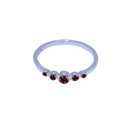 Piedras preciosas reales forma redonda granate rojo facetado anillo de plata de ley 925 - venta al por mayor joyería fina tiendas regalo para el día de la madre naturaleza anillo -SR2-GAR-FC-308-l uk