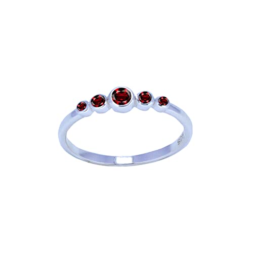 Piedras preciosas reales forma redonda granate rojo facetado anillo de plata de ley 925 - venta al por mayor joyería fina tiendas regalo para el día de la madre naturaleza anillo -SR2-GAR-FC-308-l uk