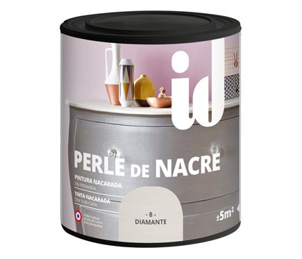 Pintura nacarada brillante, semitransparente de alta decoración lavable para muebles. - 500 ml - (Diamante)