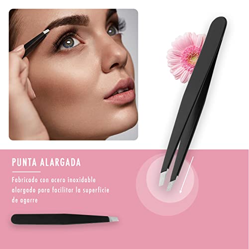 Pinzas cejas profesional de alta precisión, incluye espejo de aumento, Pinzas cejas depiladoras faciales/ Cejas perfectas como peluqueria, Accesorios de cuidado facial para mujer N