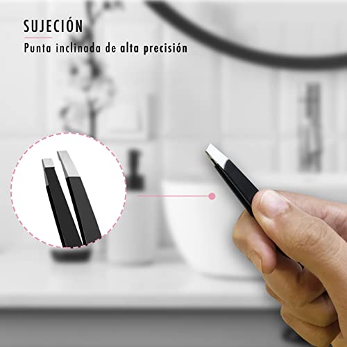 Pinzas cejas profesional de alta precisión, incluye espejo de aumento, Pinzas cejas depiladoras faciales/ Cejas perfectas como peluqueria, Accesorios de cuidado facial para mujer N