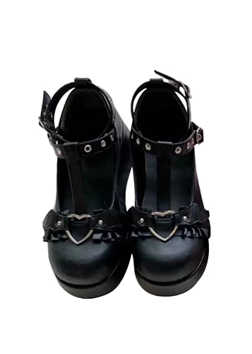 Plataforma para Mujer Mary Janes Zapatos Sweet Toe Tobillo Lolita Gótico Plataforma Vestido Bombas Zapatos Gruesos Zapatos de Plataforma Zapatos de Vestir de Charol